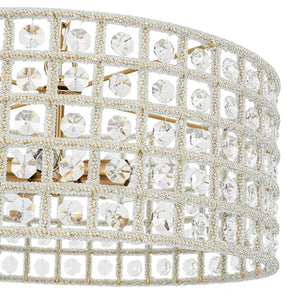 Farmhouze Light - Glam Crystal Accented Drum Lantern Pendant Light - Chandelier - Brass - 