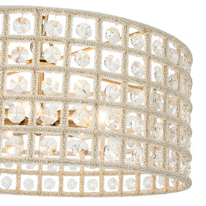 Farmhouze Light - Glam Crystal Accented Drum Lantern Pendant Light - Chandelier - Brass - 