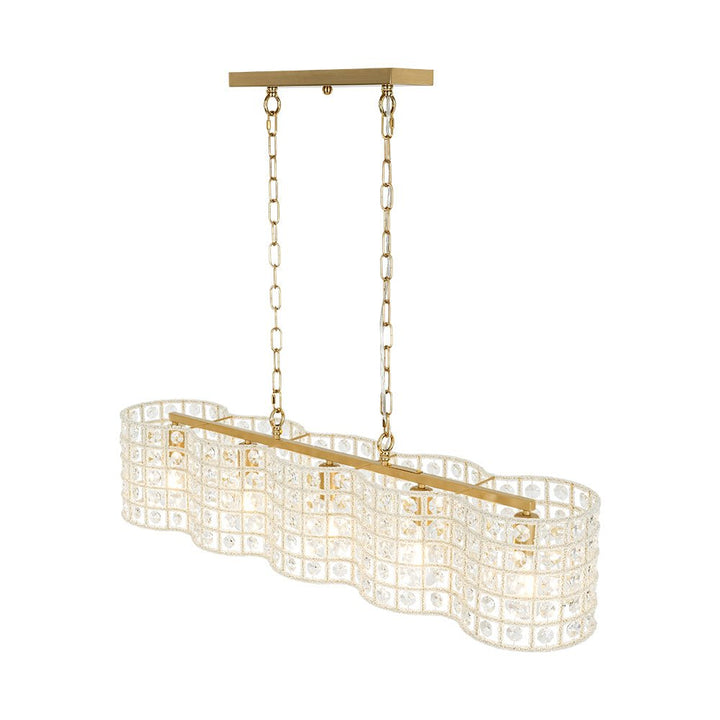 Farmhouze Light - Glam Decorative Crystal Accented Long Cage Island Chandelier - Chandelier - Brass - 