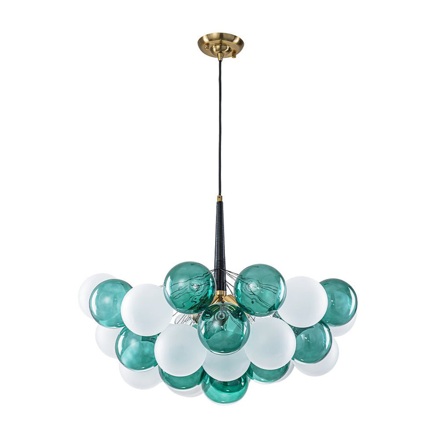 Farmhouze Light - Glam Dimmable Cluster Green White Glass Globe Bubble Chandelier - Chandelier - 5 Bulbs - 