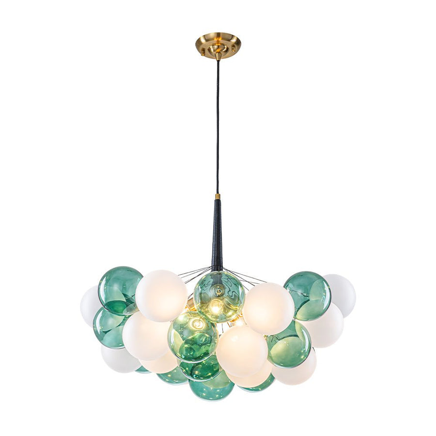 Farmhouze Light - Glam Dimmable Cluster Green White Glass Globe Bubble Chandelier - Chandelier - 5 Bulbs - 