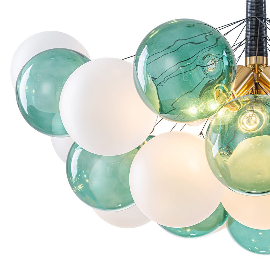 Farmhouze Light - Glam Dimmable Cluster Green White Glass Globe Bubble Chandelier - Chandelier - 5 Bulbs - 