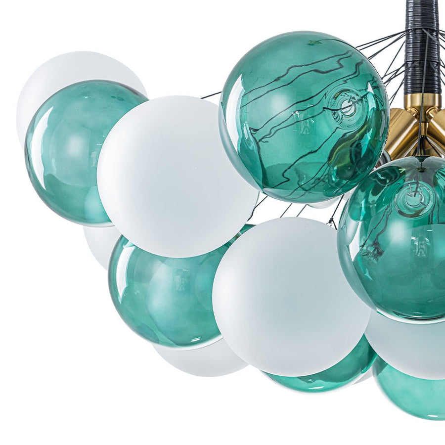 Farmhouze Light - Glam Dimmable Cluster Green White Glass Globe Bubble Chandelier - Chandelier - 5 Bulbs - 