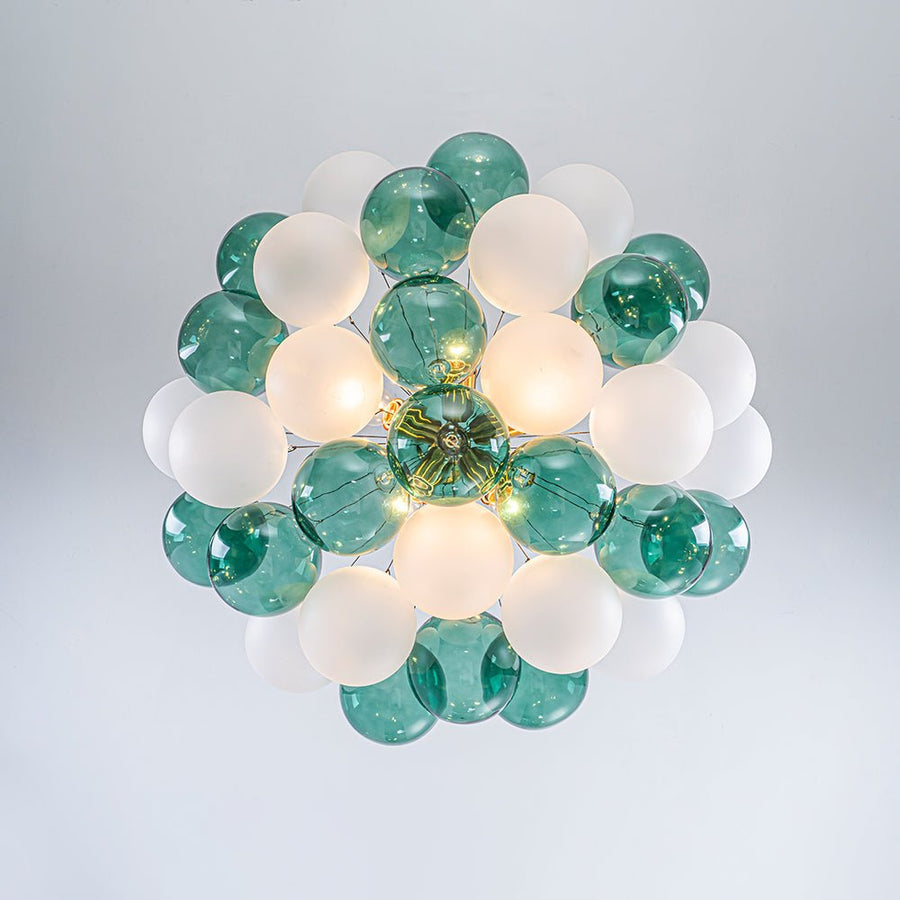 Farmhouze Light - Glam Dimmable Cluster Green White Glass Globe Bubble Chandelier - Chandelier - 5 Bulbs - 