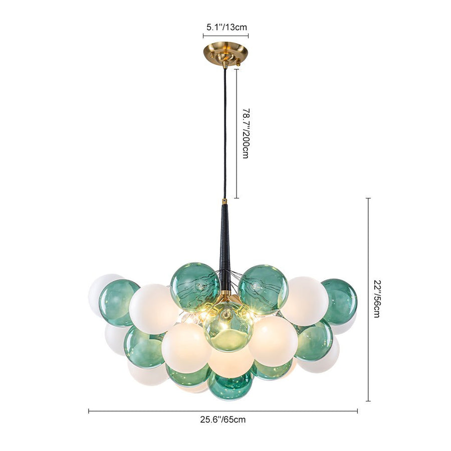 Farmhouze Light - Glam Dimmable Cluster Green White Glass Globe Bubble Chandelier - Chandelier - 5 Bulbs - 