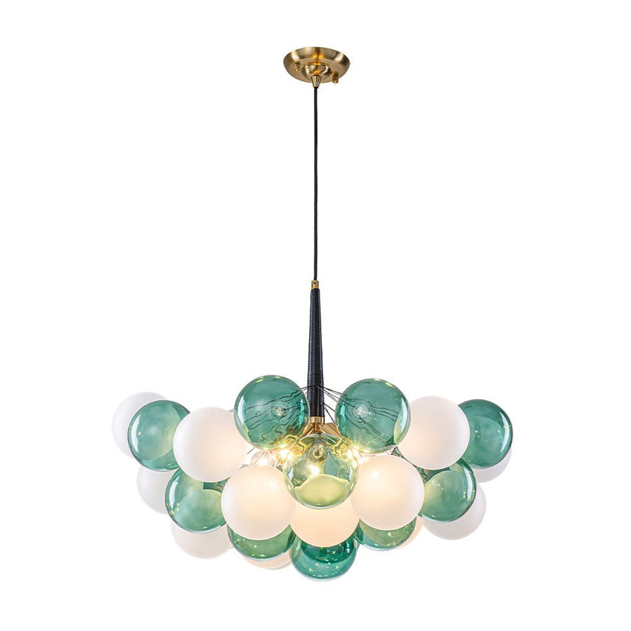 Farmhouze Light - Glam Dimmable Cluster Green White Glass Globe Bubble Chandelier - Chandelier - 5 Bulbs - 