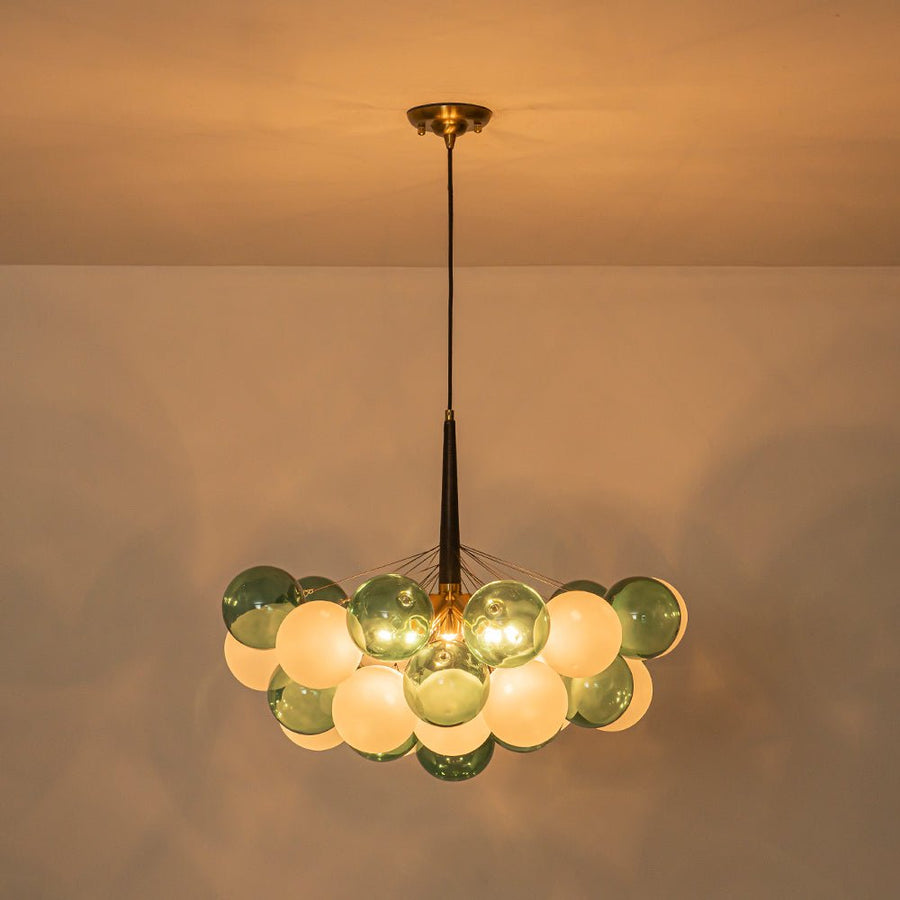 Farmhouze Light - Glam Dimmable Cluster Green White Glass Globe Bubble Chandelier - Chandelier - 5 Bulbs - 