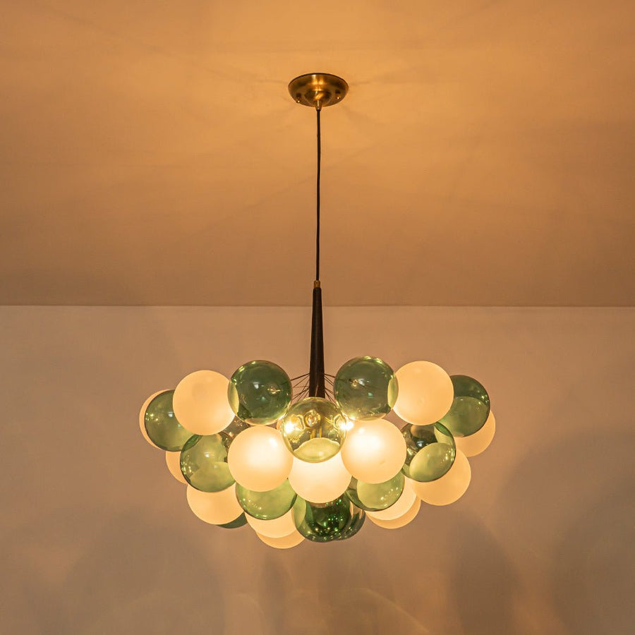 Farmhouze Light - Glam Dimmable Cluster Green White Glass Globe Bubble Chandelier - Chandelier - 5 Bulbs - 
