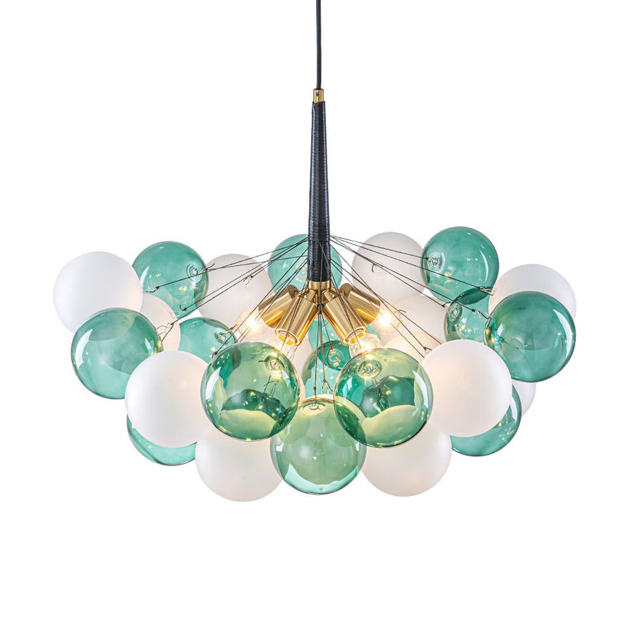 Farmhouze Light - Glam Dimmable Cluster Green White Glass Globe Bubble Chandelier - Chandelier - 5 Bulbs - 
