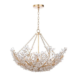 Farmhouze Light - Glam Farmhouse Crystal Flower Brass Basin Chandelier - Chandelier - 6 - Light - 