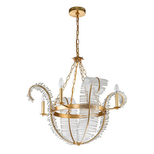 Farmhouze Light - Glam French Crystal Gold Leaf Flower Crystal Chandelier - Chandelier - 4 Bulbs - 