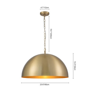 Farmhouze Light - Glam Luxury Gold Oversized Metal Dome Pendant Light - Pendant - 15 in - 