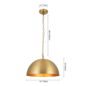 Farmhouze Light - Glam Luxury Gold Oversized Metal Dome Pendant Light - Pendant - 15 in - 