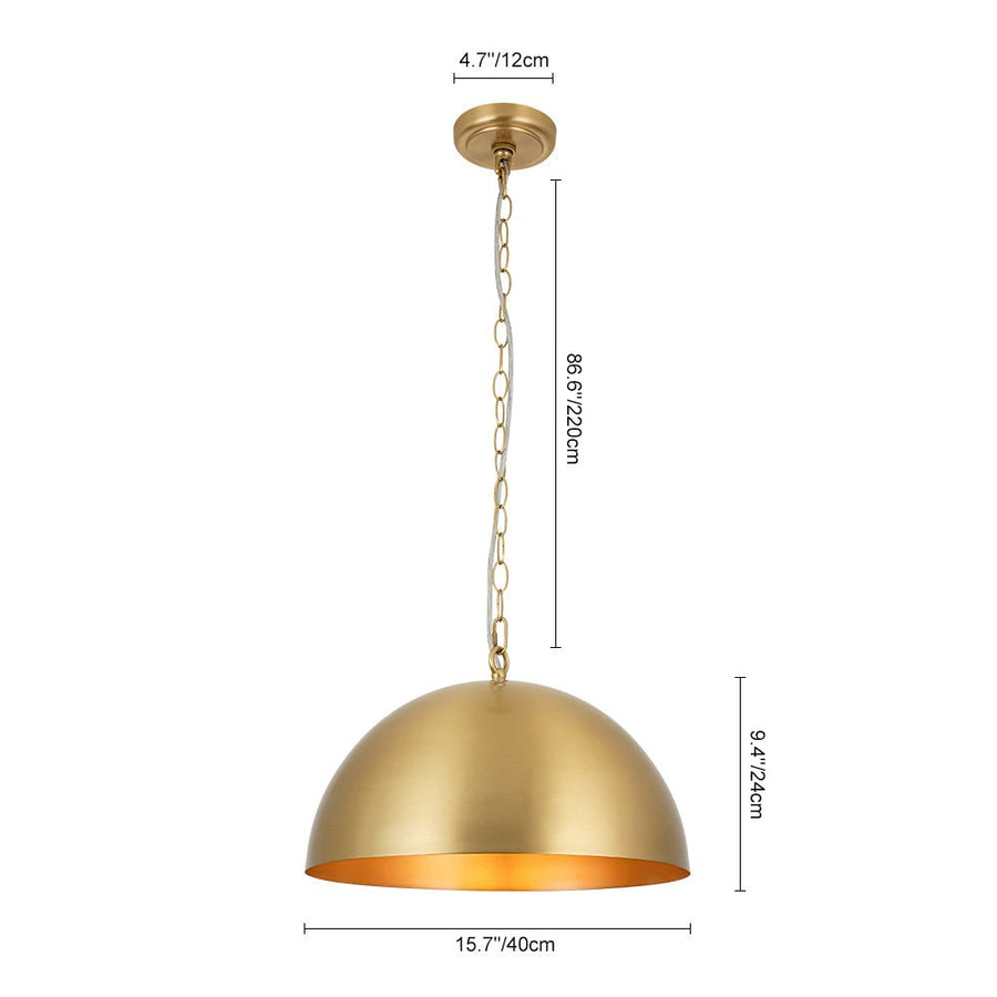 Farmhouze Light - Glam Luxury Gold Oversized Metal Dome Pendant Light - Pendant - 15 in - 