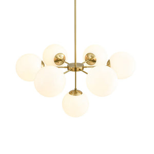 Farmhouze Light - Glam Milky White Glass Globe Linear Sputnik Chandelier - Chandelier - Brass - 