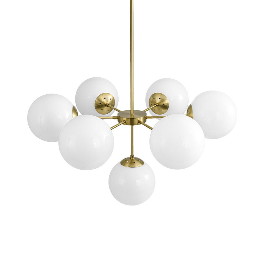 Farmhouze Light - Glam Milky White Glass Globe Linear Sputnik Chandelier - Chandelier - Brass - 