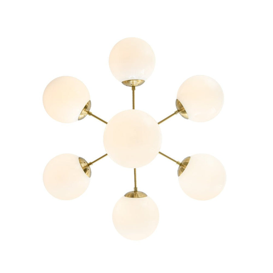 Farmhouze Light - Glam Milky White Glass Globe Linear Sputnik Chandelier - Chandelier - Brass - 