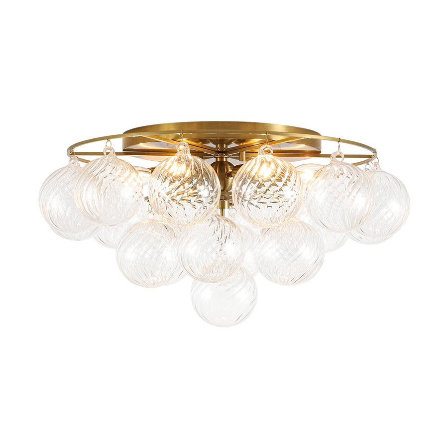 Farmhouze Light - Glam Tiered Swirled Glass Globe Bubble Semi Flush Mount - Ceiling Light - Brass - 