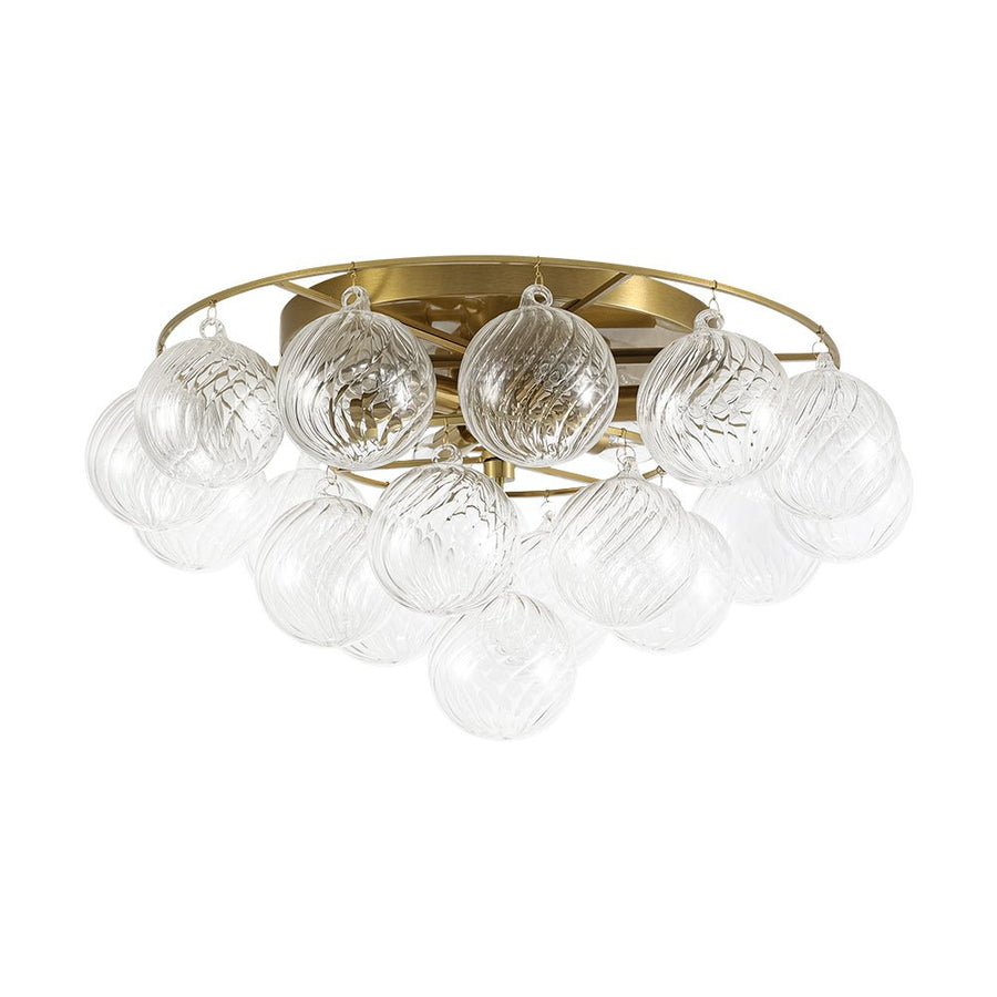 Farmhouze Light - Glam Tiered Swirled Glass Globe Bubble Semi Flush Mount - Ceiling Light - Brass - 