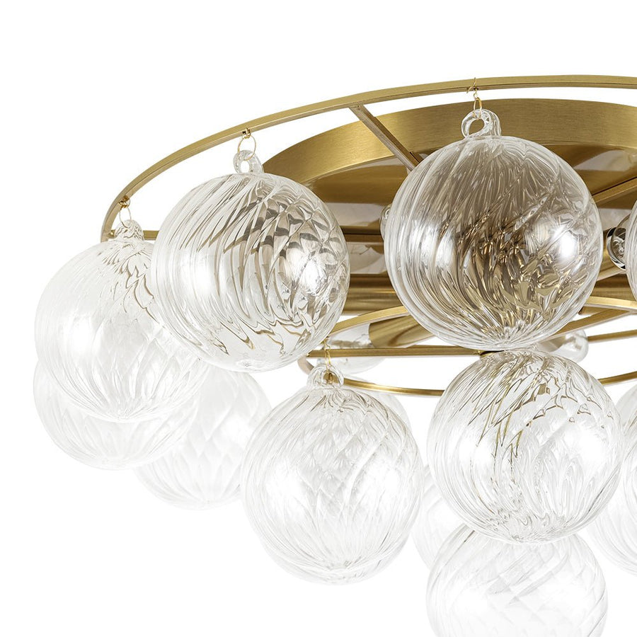Farmhouze Light - Glam Tiered Swirled Glass Globe Bubble Semi Flush Mount - Ceiling Light - Brass - 