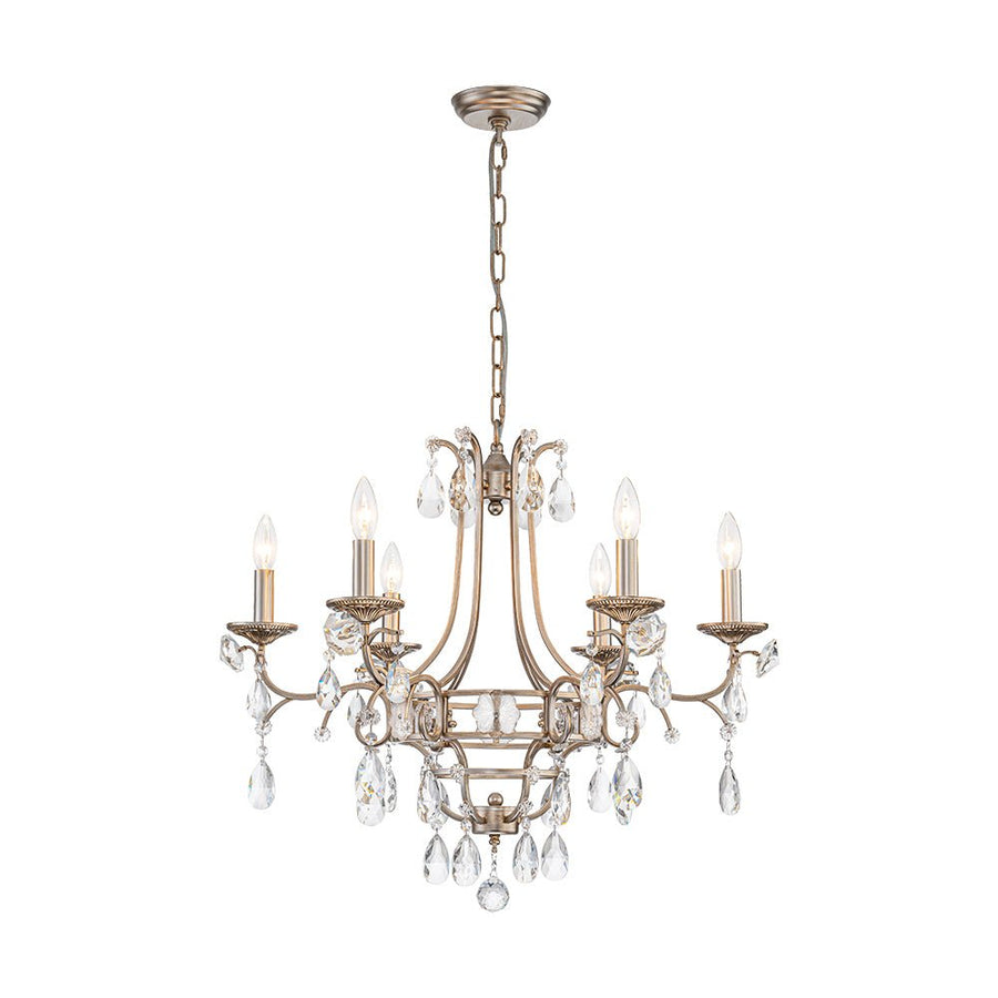 Farmhouze Light - Glam Vintage 6 - Light Crystal Accented Candle Style Chandelier - Chandelier - 6 - Light - 