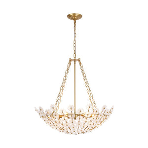 Farmhouze Light - Glam Vintage Glass Flower Vine Gold Wide Basin Chandelier - Chandelier - Gold - 