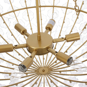 Farmhouze Light - Glam Vintage Glass Flower Vine Gold Wide Basin Chandelier - Chandelier - Gold - 