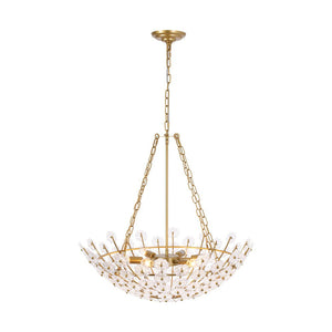 Farmhouze Light - Glam Vintage Glass Flower Vine Gold Wide Basin Chandelier - Chandelier - Gold - 