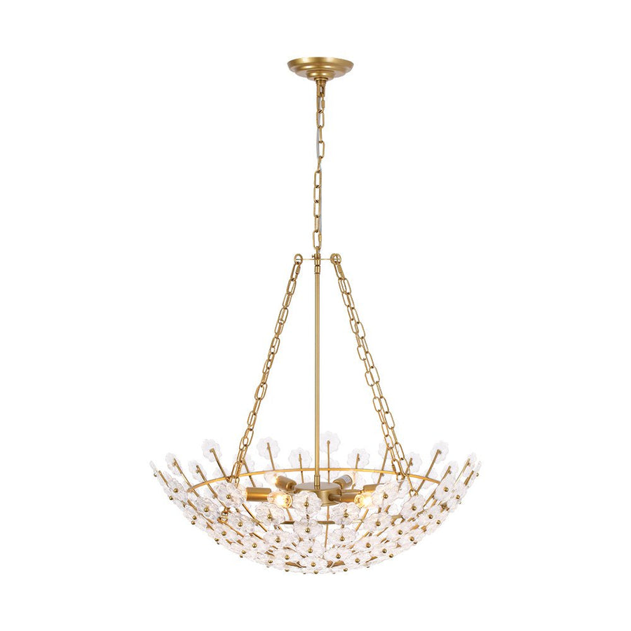 Farmhouze Light - Glam Vintage Glass Flower Vine Gold Wide Basin Chandelier - Chandelier - Gold - 
