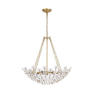 Farmhouze Light - Glam Vintage Glass Flower Vine Gold Wide Basin Chandelier - Chandelier - Gold - 