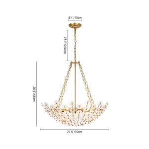 Farmhouze Light - Glam Vintage Glass Flower Vine Gold Wide Basin Chandelier - Chandelier - Gold - 