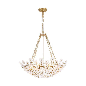 Farmhouze Light - Glam Vintage Glass Flower Vine Gold Wide Basin Chandelier - Chandelier - Gold - 