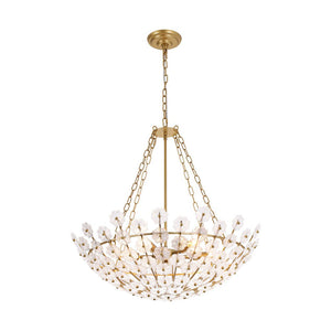 Farmhouze Light - Glam Vintage Glass Flower Vine Gold Wide Basin Chandelier - Chandelier - Gold - 