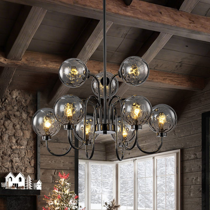 Farmhouze Light - Gothic Luxe Black Smoked Textured Glass Globe Chandelier - Chandelier - Black - 