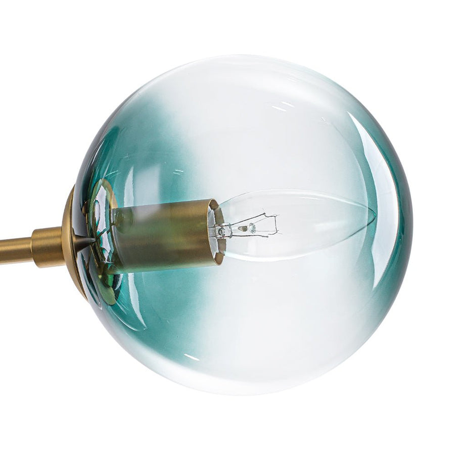 Farmhouze Light - Grudual Blue Glass Globe Linear Sputnik Island Chandelier - Chandelier - Black - 