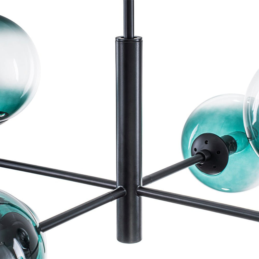 Farmhouze Light - Grudual Blue Glass Globe Linear Sputnik Island Chandelier - Chandelier - Black - 