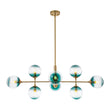 Load image into Gallery viewer, Farmhouze Light - Grudual Blue Glass Globe Linear Sputnik Island Chandelier - Chandelier - Brass - 
