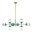 Load image into Gallery viewer, Farmhouze Light - Grudual Blue Glass Globe Linear Sputnik Island Chandelier - Chandelier - Brass - 
