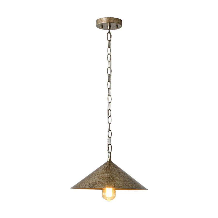 Farmhouze Light - Industrial 1 - Light Distressed Silver Iron Flat Cone Kitchen Pendant - Pendant - 13.8 in - 
