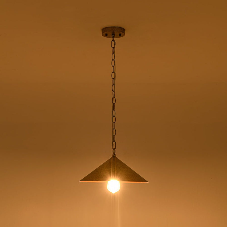 Farmhouze Light - Industrial 1 - Light Distressed Silver Iron Flat Cone Kitchen Pendant - Pendant - 13.8 in - 