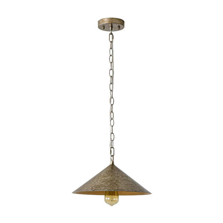 Farmhouze Light - Industrial 1 - Light Distressed Silver Iron Flat Cone Kitchen Pendant - Pendant - 13.8 in - 
