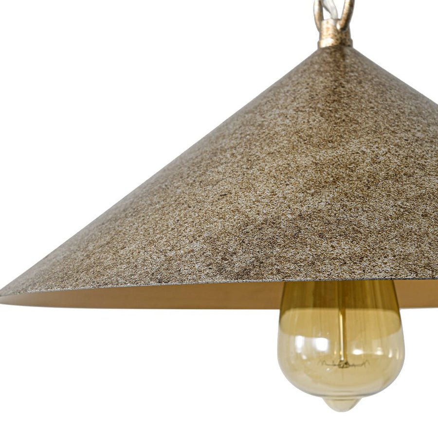 Farmhouze Light - Industrial 1 - Light Distressed Silver Iron Flat Cone Kitchen Pendant - Pendant - 13.8 in - 