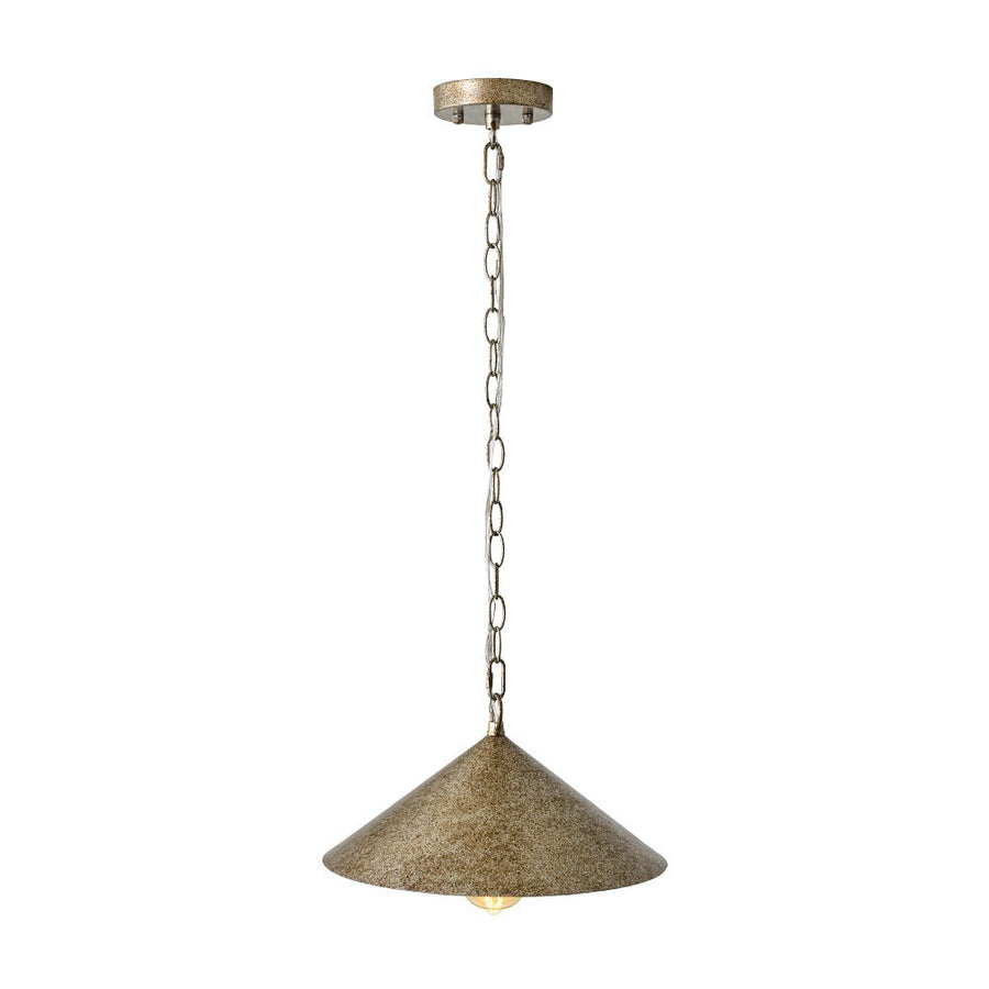 Farmhouze Light - Industrial 1 - Light Distressed Silver Iron Flat Cone Kitchen Pendant - Pendant - 13.8 in - 