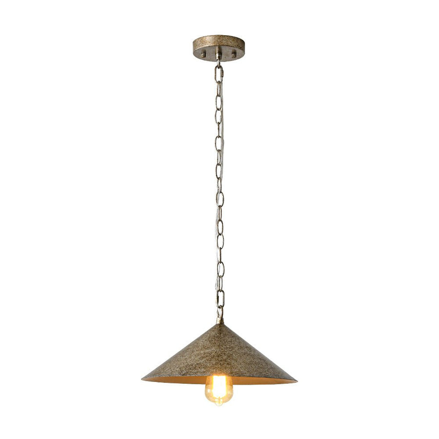 Farmhouze Light - Industrial 1 - Light Distressed Silver Iron Flat Cone Kitchen Pendant - Pendant - 13.8 in - 