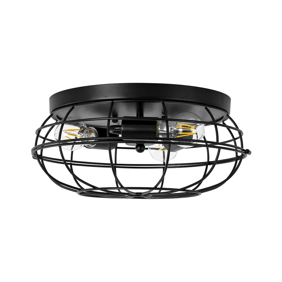 Farmhouze Light - Industrial 3 - Light Black Wire Guard Cage Ceiling Light - Ceiling Light - Black - 