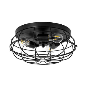 Farmhouze Light - Industrial 3 - Light Black Wire Guard Cage Ceiling Light - Ceiling Light - Black - 