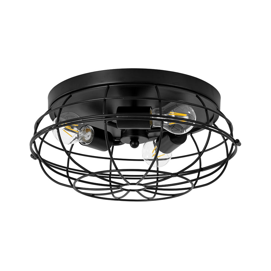 Farmhouze Light - Industrial 3 - Light Black Wire Guard Cage Ceiling Light - Ceiling Light - Black - 