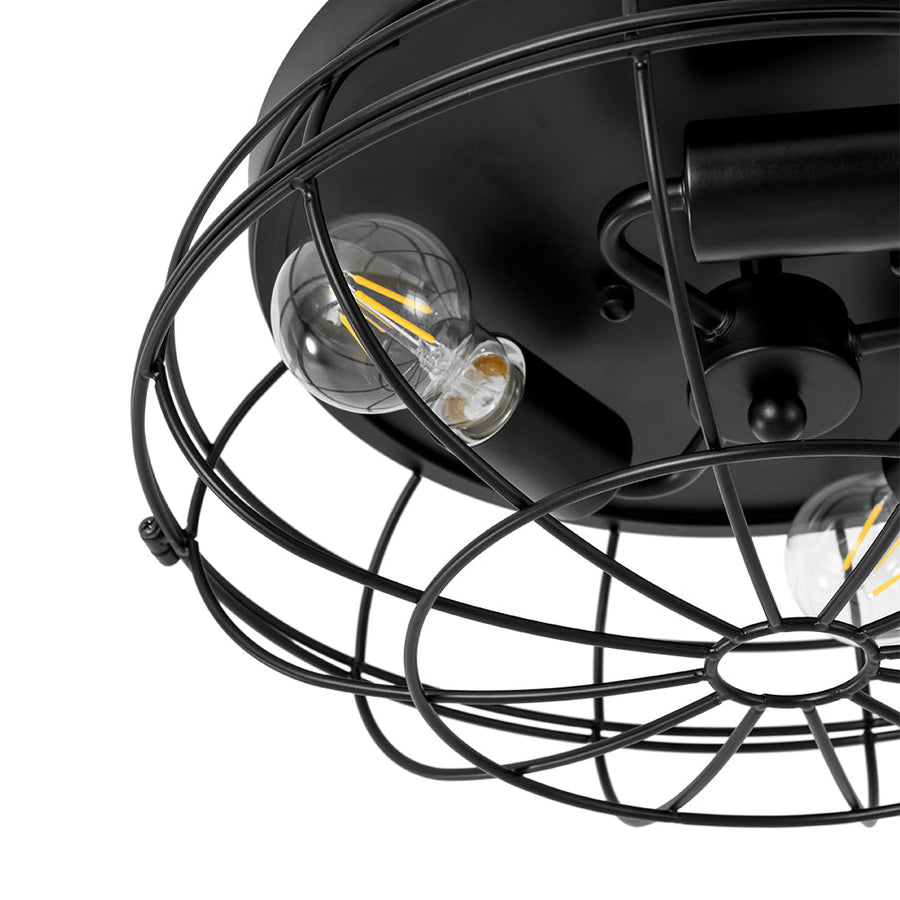 Farmhouze Light - Industrial 3 - Light Black Wire Guard Cage Ceiling Light - Ceiling Light - Black - 