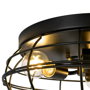 Farmhouze Light - Industrial 3 - Light Black Wire Guard Cage Ceiling Light - Ceiling Light - Black - 