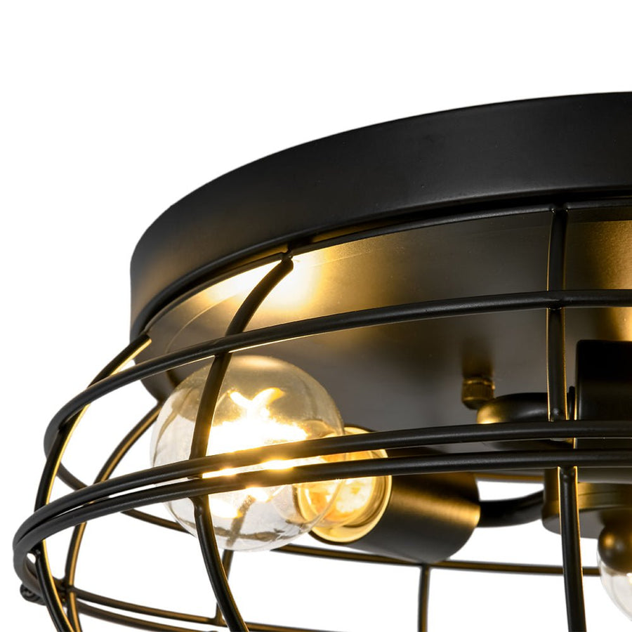 Farmhouze Light - Industrial 3 - Light Black Wire Guard Cage Ceiling Light - Ceiling Light - Black - 